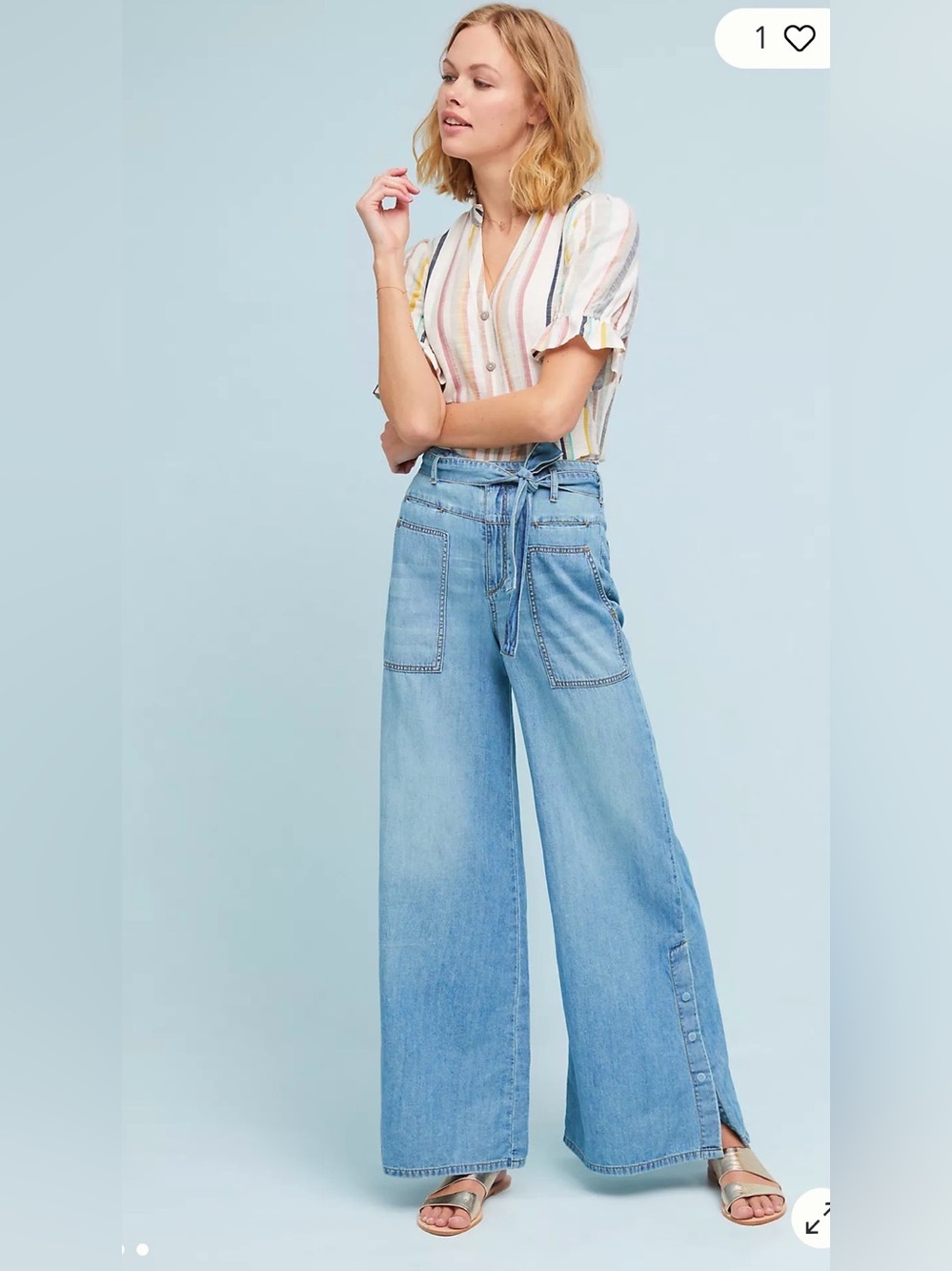 Pilcro and the Letterpress Light Blue Wide-Leg Jeans- no belt